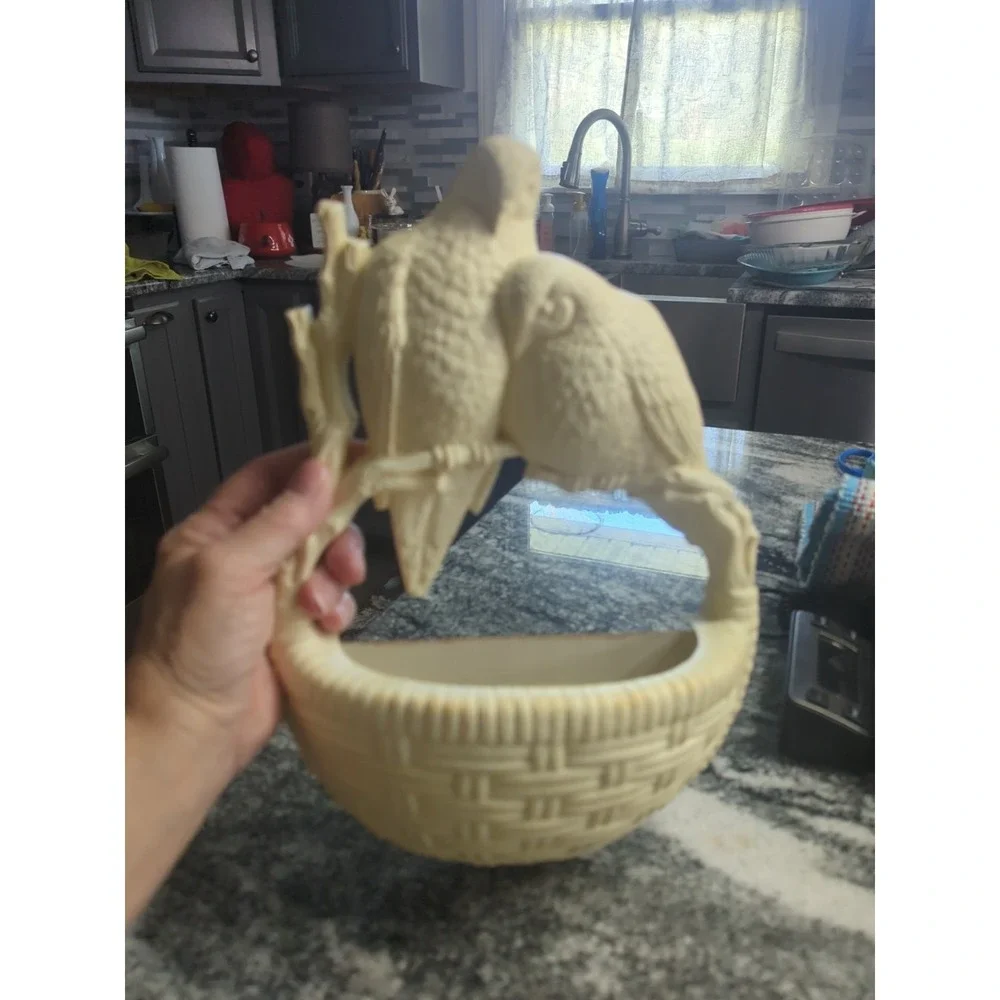 Vintage 1980's Burwood Lovebird Wall Decor Planter Hanging Basket